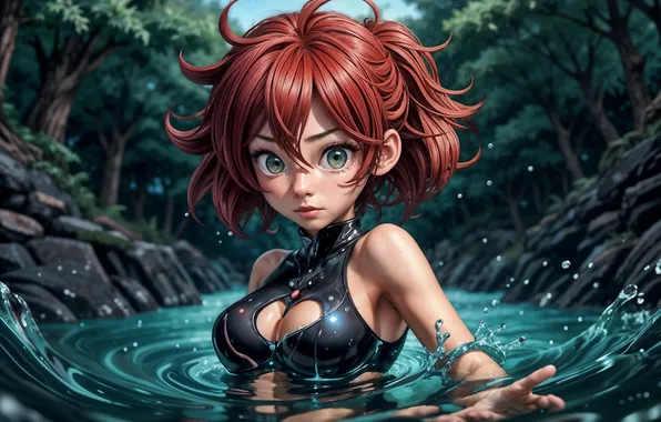 Girl, sexy, art, splash, aiart, splash watert