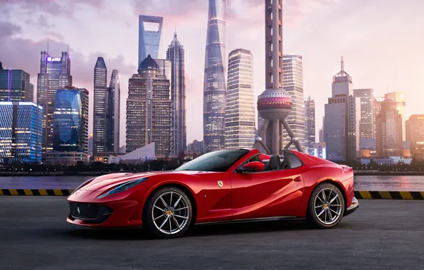 Город, Ferrari, Шанхай, родстер, V12, GTS, 812, Ferrari 812 GTS