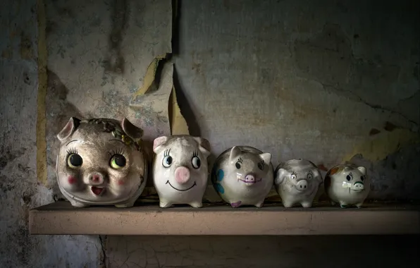 Копилка, свинья, пять, Five little pigs