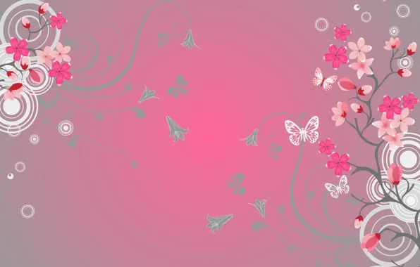 Бабочки, цветы, фон