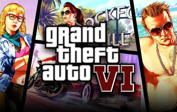Игра, логотип, Logo, video game, Grand Theft Auto, Rockstar Games, GTA VI, action-adventure