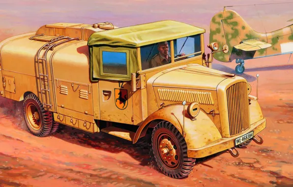 Картинка war, art, painting, Kfz. 385 Tankwagen