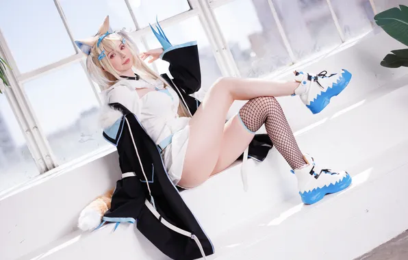 Картинка model, women, cosplay, Virtual Youtuber, PeachMilky, Fuwawa Abyssgard