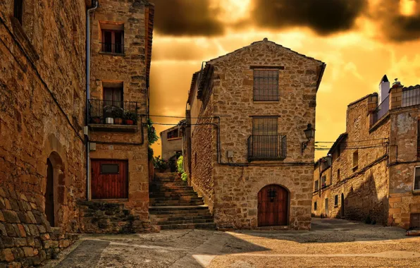 Дома, площадь, архитектура, Испания, старый город, Spain, Aragón, Teruel