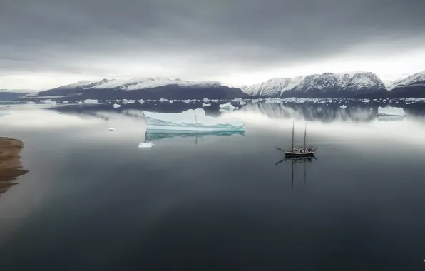 Море, корабль, лёд, Ostgronland, Eqalugaarsuit, Grønland