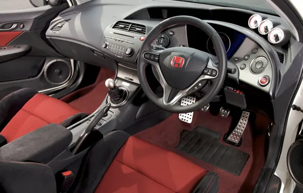 Интерьер, приборы, руль, honda, auto, хонда, civic, торпедо