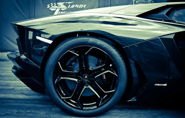 Картинка Lamborghini, колесо, диск, black, Aventador, lp700-4, ламборгини, авендатор