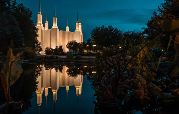 Здание, вечер, Washington