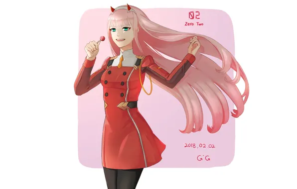 Девушка, улыбка, 002, Darling In The Frankxx, Милый во Франксе, Zero Two