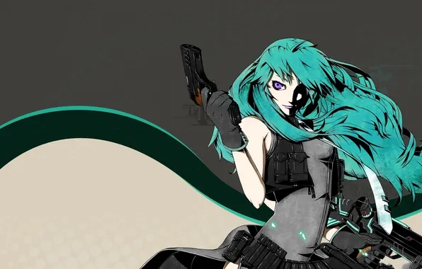Картинка Gun, Hatsune Miku, Art, Vocaloid