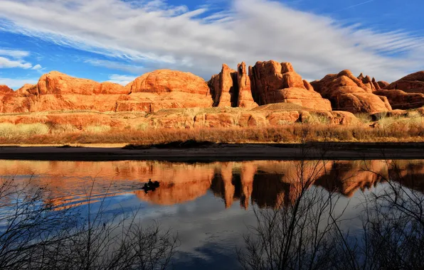 Пейзаж, горы, река, United States, Utah, Moab