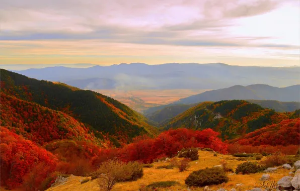 Картинка Горы, Осень, Панорама, Холмы, Fall, Autumn, Mountains, Panorama