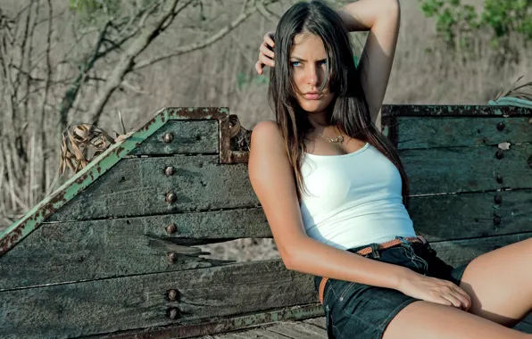 Девушка, поза, брюнетка