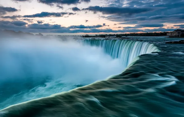 Clouds, Water, Waterfall, Sergey Pesterev