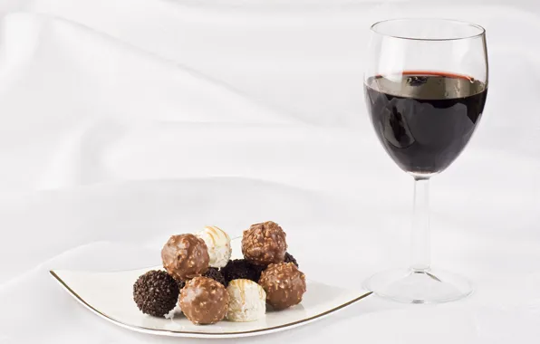 Десерт, chocolate, dessert, красное вино, candy, бокал вина, шоколадные конфеты, red wine