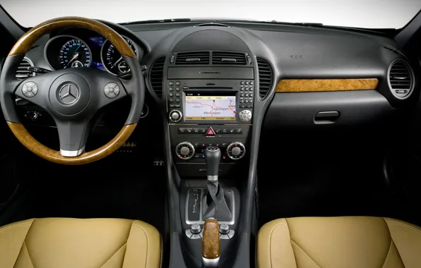 Mercedes-Benz, руль, салон, приборная панель, SLK