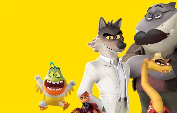 Movies, Мультфильм, Poster, Animation movies, 2025 Movies, Yellow background, The Bad Guys 2