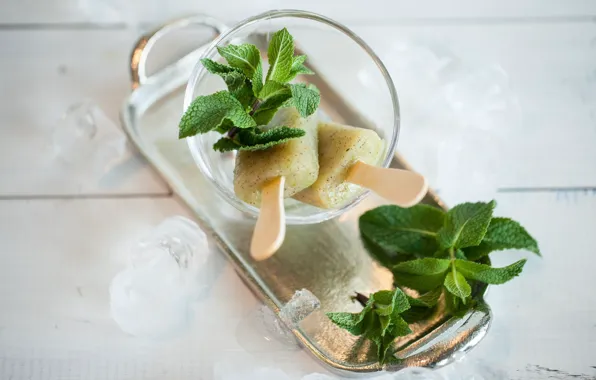 Картинка лед, мороженое, мята, десерт