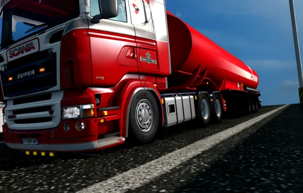 Red, streamline, super, truck, lady, trucks, low, Scania