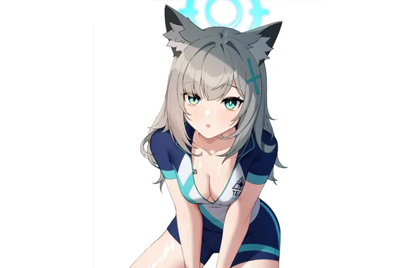 Girl, sexy, cleavage, shorts, long hair, boobs, animal ears, anime