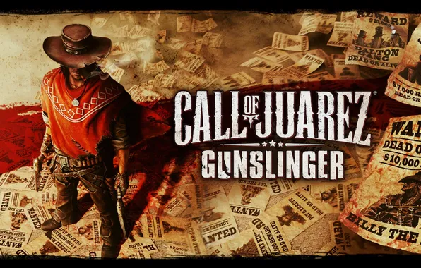 Пистолеты, ковбой, плакаты, call of juarez gunslinger
