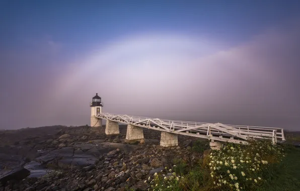 Мост, природа, маяк, Marshall Point Lighthouse