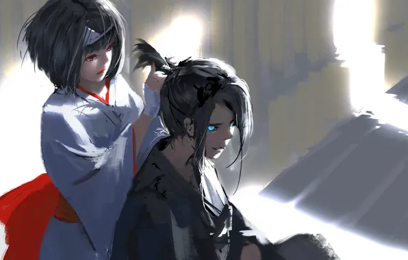 Девушка, аниме, арт, парень, двое, Бездомный Бог, Noragami, Ято