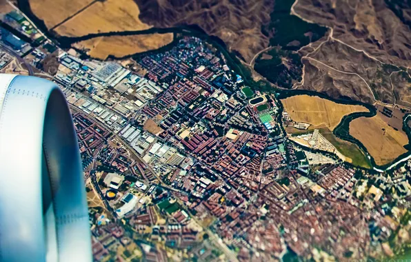 Картинка турбина, полёт, аэрофотосъемка, высота с птичьего полёта