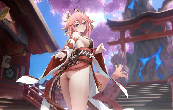 Gadis seksi, dampak genshin, yae miko genshin impact