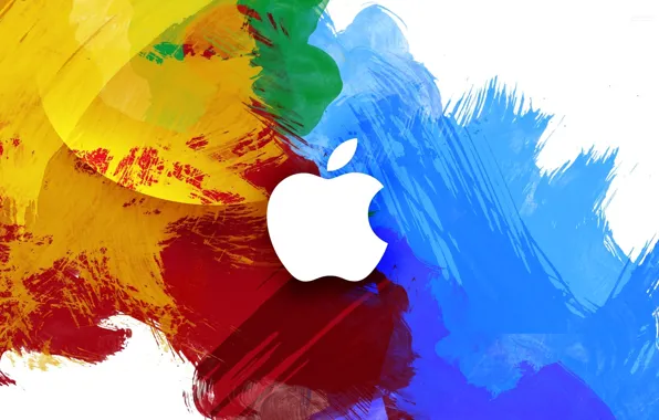 Картинка компьютер, краски, apple, яблоко, пятна, mac, телефон, ноутбук