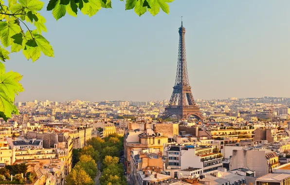Город, Париж, башня, Эйфелева башня, достопримечательность, tower, sunset, Eiffel