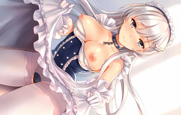 Girl, sexy, lingerie, pantsu, panties, erect nipples, long hair, dress