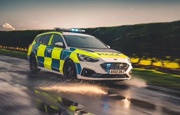 Ford, Дорога, Форд, Автомобиль, Спереди, Ford Focus ST, South Wales Police, Полиция Южного Уэльса