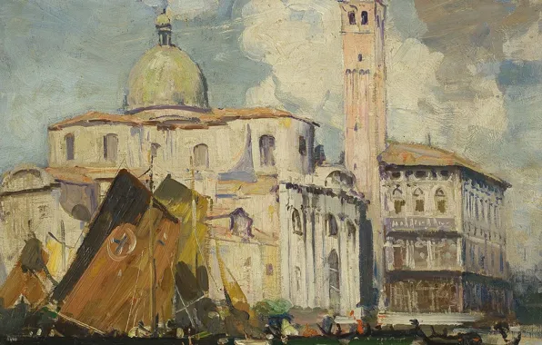 Картина, городской пейзаж, Arthur Streeton, Палаццо Лабиа. Венеция, Артур Стритон