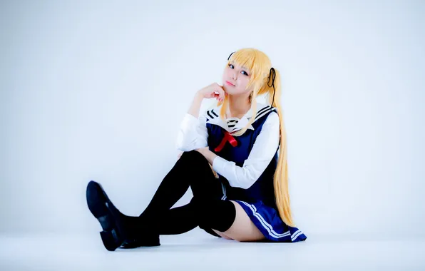 Картинка Asian, long hair, legs, twintails, model, women, cosplay, smiling