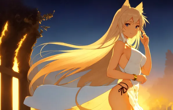 Girl, fantasy, anime, art, digital art, fantasy art, fantasy girl, cat-girl