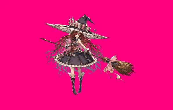 Fantasy, game, dress, hat, pink, anime, beautiful, asian