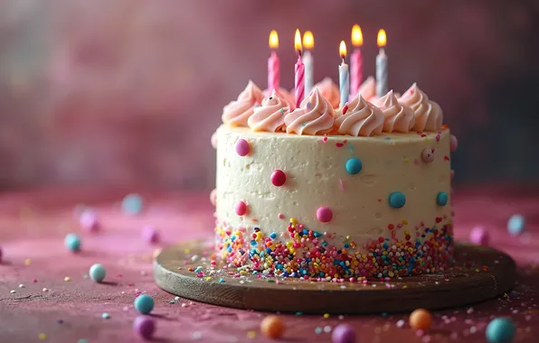 Свечи, colorful, торт, happy, cake, celebration, birthday, candles