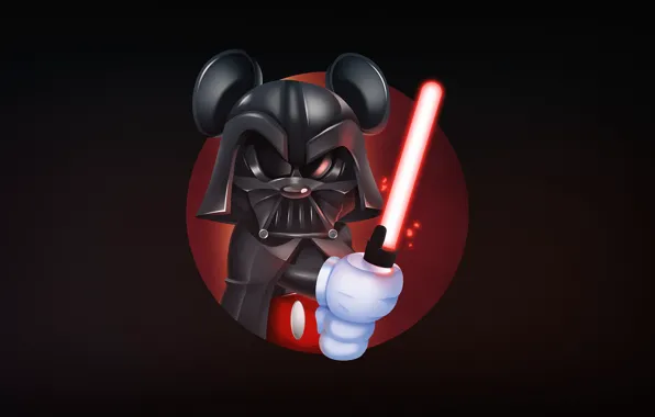Darth Vader, Mickey Mouse, Vader, Mickey, Illustration, Dark side, Harvey Lanot, Mickeyvader