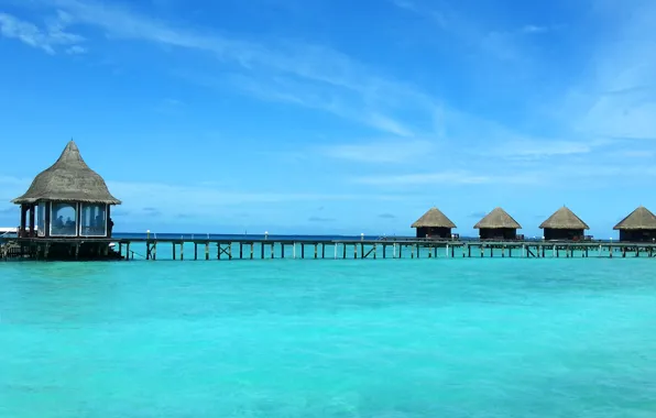 Небо, тропики, океан, отдых, остров, Мaldives