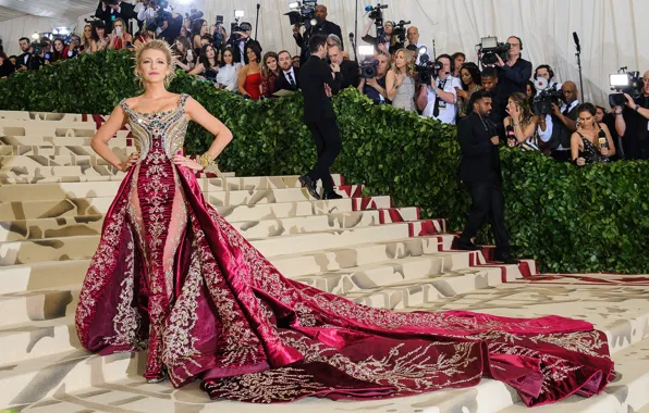 Платье, актриса, блондинка, красивая, позирует, фотографы, Blake Lively, Блейк Лайвли