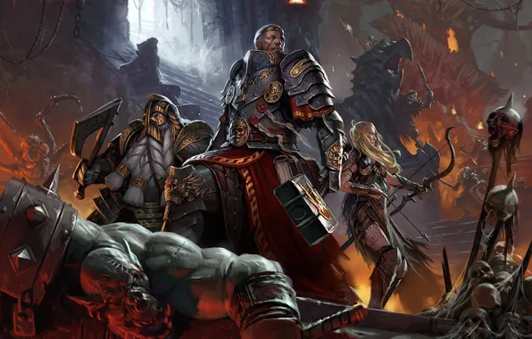Игра, бой, арт, warhammer quest card game