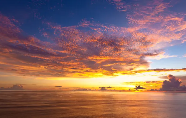 Картинка облака, закат, океан, Индонезия, Indonesia