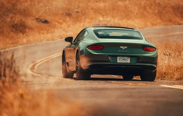 Картинка дорога, купе, Bentley, вид сзади, 2019, Continental GT V8