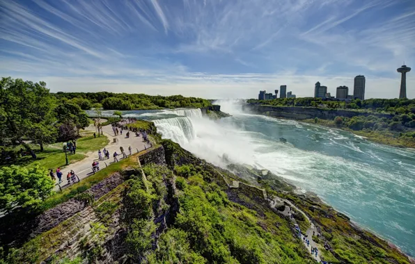 Картинка панорама, USA, США, Ниагарский водопад, New York, Niagara Falls