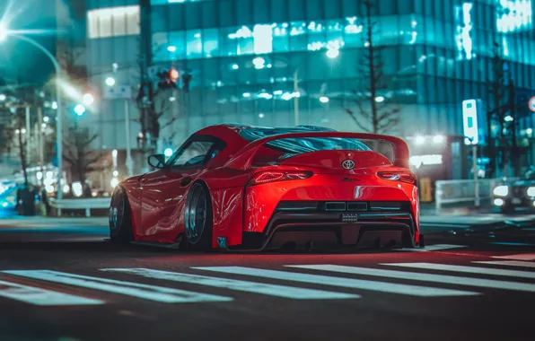 Красный, Авто, Ночь, Машина, Supra, Toyota Supra, Concept Art, Science Fiction