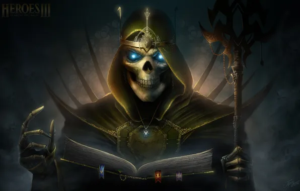 Картинка череп, скелет, skull, fantasy, magic, crown, game wallpapers, wizard