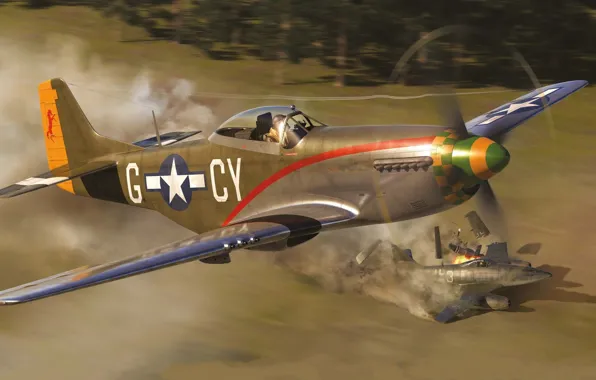 Истребитель, США, USAF, P-51D, P-51 Mustang, Боевой самолёт