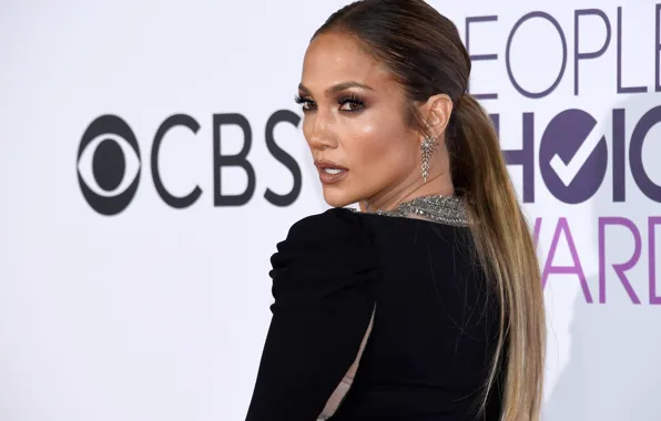 Взгляд, поза, стена, макияж, актриса, певица, Jennifer Lopez, hair