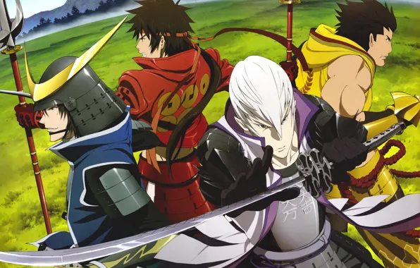 Оружие, доспехи, шлем, поле боя, sengoku basara, Masamune Date, Yukimura Sanada, Эпоха смут